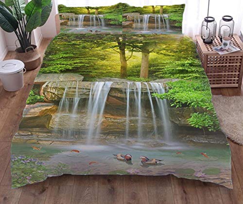 zpangg Juego De Ropa De Cama 3 Piezas Cascada De Pato Mandarín Juego De Sábanas De Microfibra, 100% Poliéster 135×210Cm