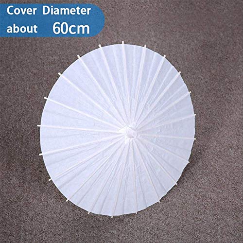 ZPF Paraguas 60 / 84Cm Hecho A Mano DIY Pure White Paper Umbrella Bamboo Umbrella Decorativa Mujeres Classical   White 60Cm
