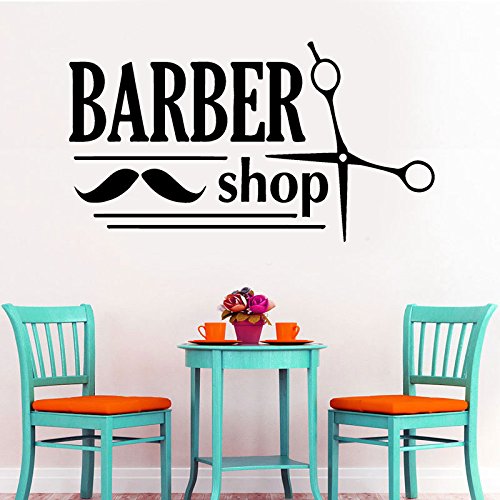 zqyjhkou Wall Sticker Barber Shop Decor Haircuts For Men Beauty Salon Mustache Vinyl Decal Waterproof DIY A341 42x77cm