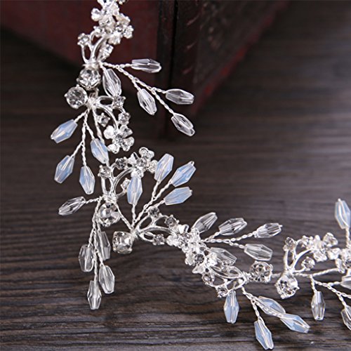 zrshygs Diadema Nupcial Tiara Novia Banda para el Cabello Crytal Blanco Boda Accesorios Nupciales Tiara Adornos