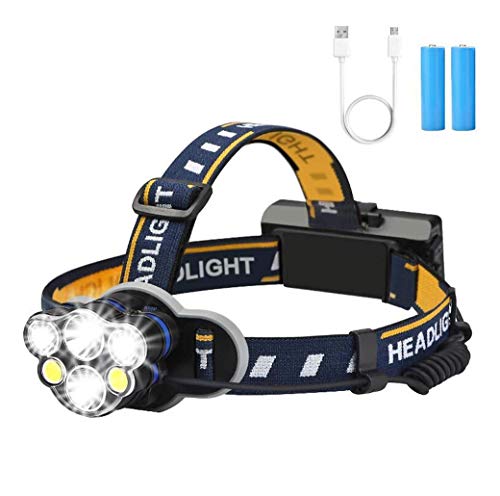 ZTBXQ Deportes al Aire Libre Deportes LED Faros LED Antorcha Recargable USB con luz roja de Advertencia Ajustable 8 Modos Linterna Frontal Impermeable para Correr Ciclismo Pesca Senderismo A
