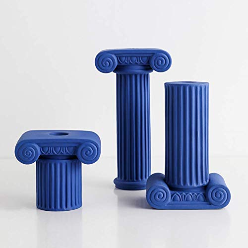 ZTMN Candelabro cónico de Roma, candelabros de cerámica creativos, candelabros de Arte arquitectónico para el hogar, Boda, luz de Velas, Cena, decoración, Azul, 3 Piezas