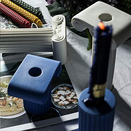 ZTMN Candelabro cónico de Roma, candelabros de cerámica creativos, candelabros de Arte arquitectónico para el hogar, Boda, luz de Velas, Cena, decoración, Azul, 3 Piezas