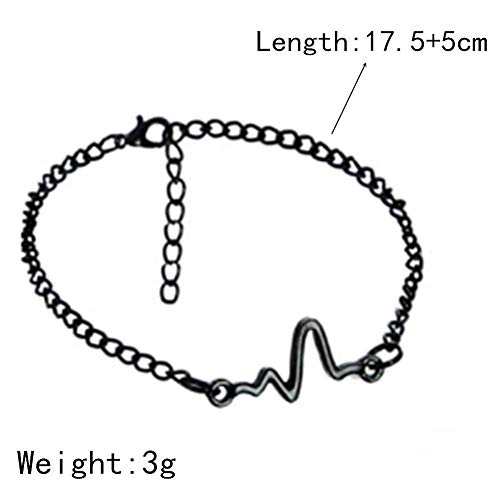 ZUOLUO Joyas de Mano Cadena de Mano Pulsera Dulce Un Rayo Pulsera Frecuencia de la Pulsera Deseo Pulseras Latido del corazón Pulsera Black