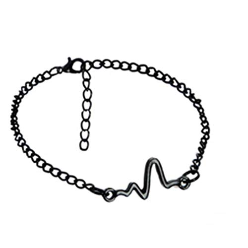 ZUOLUO Joyas de Mano Cadena de Mano Pulsera Dulce Un Rayo Pulsera Frecuencia de la Pulsera Deseo Pulseras Latido del corazón Pulsera Black