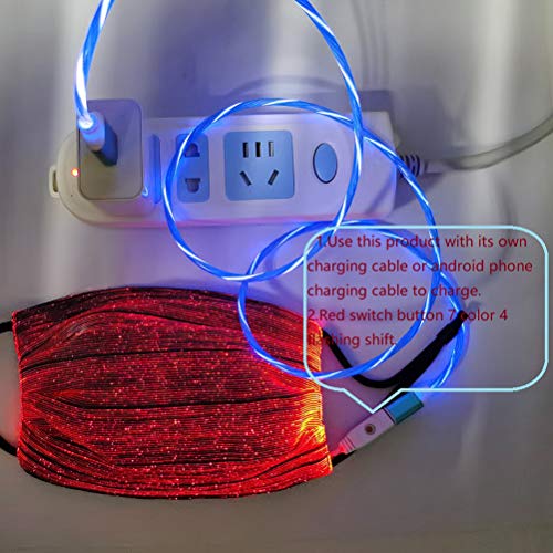 zuoshini Máscara Brillante de Halloween 7 Colores LED Fibra Óptica Iluminar Mascarilla USB Recargable Fiesta Cosplay Máscaras Luces de Colores de Navidad Mascarilla con Filtro Desmontable