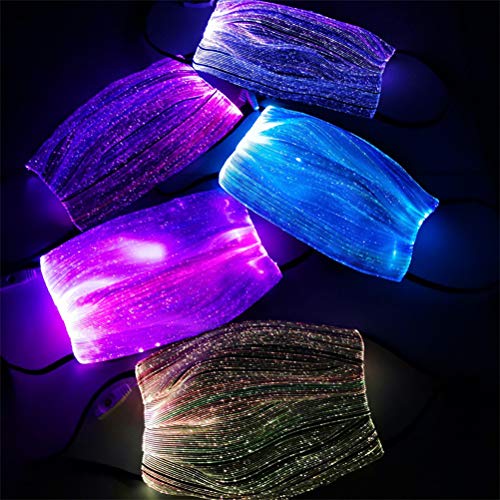 zuoshini Máscara Brillante de Halloween 7 Colores LED Fibra Óptica Iluminar Mascarilla USB Recargable Fiesta Cosplay Máscaras Luces de Colores de Navidad Mascarilla con Filtro Desmontable