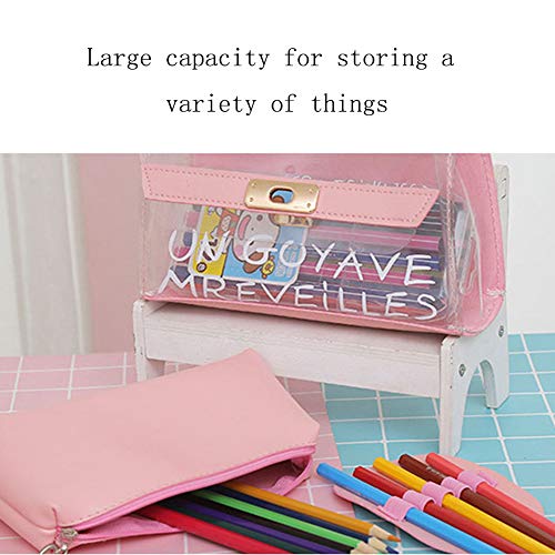ZXGHS Papelería Bolsa Transparente, La Caja De Lápiz Creativa Coreana, Mano De Obra Fina, Patrón No Es Fácil A Desaparecer, Compatible con Caja De Lápices Estudiante Bolsa De Cosméticos,Púrpura