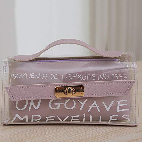 ZXGHS Papelería Bolsa Transparente, La Caja De Lápiz Creativa Coreana, Mano De Obra Fina, Patrón No Es Fácil A Desaparecer, Compatible con Caja De Lápices Estudiante Bolsa De Cosméticos,Púrpura