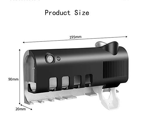 ZXGQF Soporte para Cepillo de Dientes Soporte de esterilizador eléctrico para Cepillo de Dientes UV y Juego automático de dispensador de Pasta de Dientes, para baño Familiar (Black)