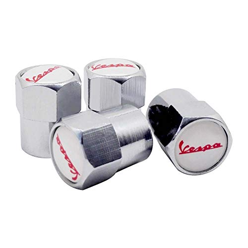 Zxwzzz Coche de la Rueda de válvula del neumático Tallos Caps for Vespa GTS250 Gts300 S150 LX150 LXV150 for Primavera Sprint GTV300 946 for Bellissima GTS 300 250 (Color : Silver)