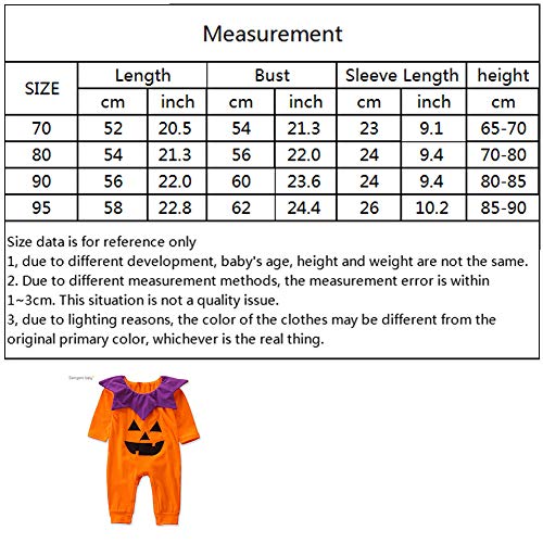 ZXYSHOP Disfraz De Calabaza De Halloween para Bebédisfraz De Calabaza para Bebés: Talla 6-12 Meses,70