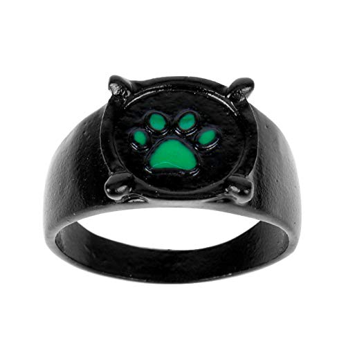 ZYZED Anillo Joyería de Moda Ladybug Cat Noir Cartoon Noir Verde Pawprint Ring   Hombres y Mujeres Joyas, Verde, 10