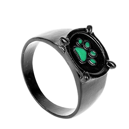 ZYZED Anillo Joyería de Moda Ladybug Cat Noir Cartoon Noir Verde Pawprint Ring   Hombres y Mujeres Joyas, Verde, 10