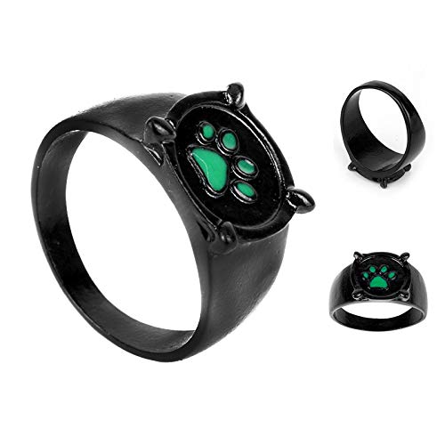 ZYZED Anillo Joyería de Moda Ladybug Cat Noir Cartoon Noir Verde Pawprint Ring   Hombres y Mujeres Joyas, Verde, 10