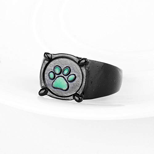 ZYZED Anillo Joyería de Moda Ladybug Cat Noir Cartoon Noir Verde Pawprint Ring   Hombres y Mujeres Joyas, Verde, 10