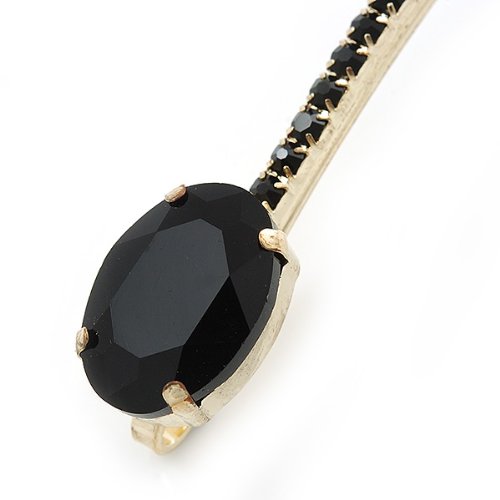 1 pieza de agarre largo de cristal ovalado negro para el pelo, 85 mm de ancho.