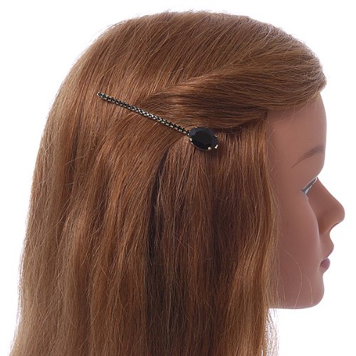 1 pieza de agarre largo de cristal ovalado negro para el pelo, 85 mm de ancho.