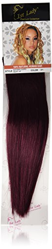 1 ST Lady Silky recto natural humano Extensión de Pelo con Premium de trama Europea Tejido de mezcla, número SP1, Borgoña oscuro, 35,6 cm)