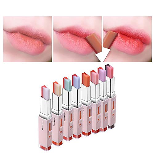 1 UNID Maquillaje Lápiz Labial Dos Tonos de Larga Duración Hidratante Gradiente Lápiz Labial Labio Brillo Tinte Impermeable Barra de Labios Regalo Cosmético Para Mujeres Mujeres (3 Pomelo Mint)