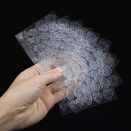 10 hojas (240 unids) Nail Art Pegamento de Doble, Kalolary Pegamento de Doble Cara uñas Falsas Consejos ambientalmente Transparente Pegamento del Clavo