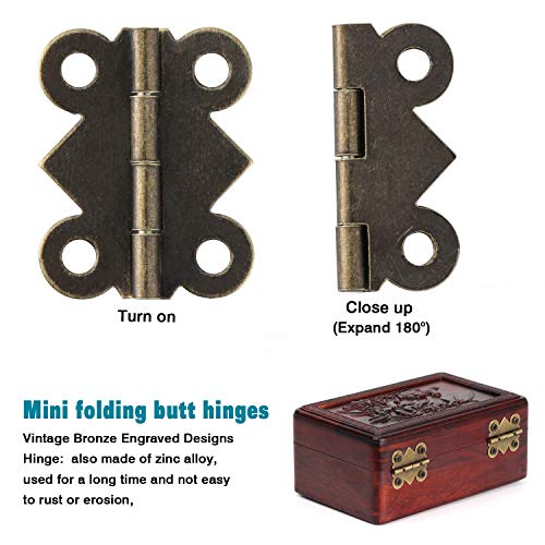 10 piezas de diseño retro gabinete decorativo joyería caja de madera cerrojo antiguo cerrojos con 20 piezas grandes bisagras en forma de mariposa con 140 tornillos