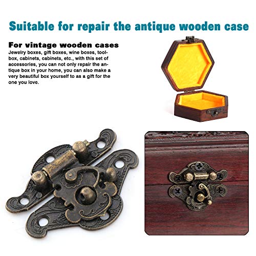 10 piezas de diseño retro gabinete decorativo joyería caja de madera cerrojo antiguo cerrojos con 20 piezas grandes bisagras en forma de mariposa con 140 tornillos