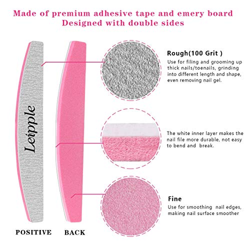 10 Piezas limas de uñas profesionales 100/180- limas para uñas de doble cara esponja herramientas de cuidado de mascotas para uso doméstico y salón