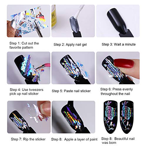 10 Rollos Christmas Floral Starry Sky Nail Art Transfer Sticker Pegatinas Uñas, Mwoot Nail Tips Wraps Foil Transfer Adhesive Glitters Clavo Tattoo Decoracion para Navidad diseño