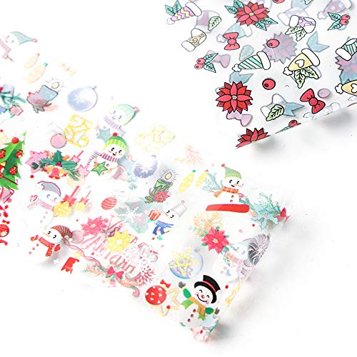 10 Rollos Christmas Floral Starry Sky Nail Art Transfer Sticker Pegatinas Uñas, Mwoot Nail Tips Wraps Foil Transfer Adhesive Glitters Clavo Tattoo Decoracion para Navidad diseño