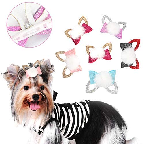10 Unids Pet Clips de Pelo Perro Gato Cachorro Forma de Oreja Linda Bola de Pelo Arcos Horquilla Encantadora Bola de Pelo Mascota Topknot Peluquería para Mascotas