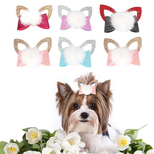 10 Unids Pet Clips de Pelo Perro Gato Cachorro Forma de Oreja Linda Bola de Pelo Arcos Horquilla Encantadora Bola de Pelo Mascota Topknot Peluquería para Mascotas