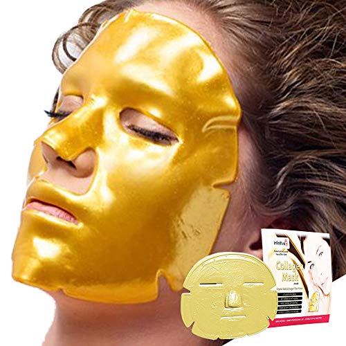 10 x New Crystal 24K Gold Powder Gel Collagen Face Mask Masks Sheet Patch, Anti Ageing Aging, Skincare, Anti Wrinkle, Moisturising, Moisture, Hydrating, Uplifting, Whitening, Remove Blemishes & Blackheads Product. Firmer, Smoother, Tone, Regeneration Of S