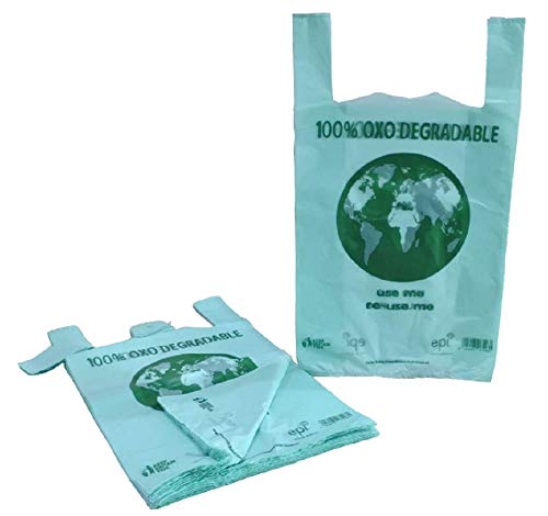 100% degradable verde chaleco bolsas de plástico ecológicas grandes bolsas de compras "Use me Re-use me" (300, 33 x 48 x 58 cm)