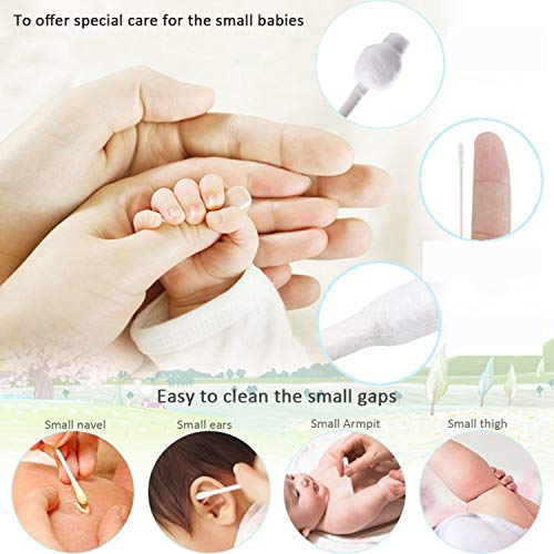 100 unidades de bastoncillos de algodón para cuidado del bebé, para bebés y niños recién nacidos