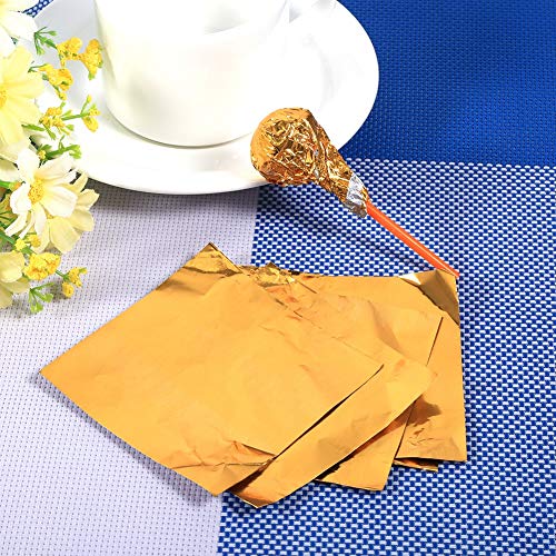 100 unidades/lote Envoltorios de papel de aluminio para paletas de chocolate cuadradas para dulces de 3"x 3" multicolores(gold)