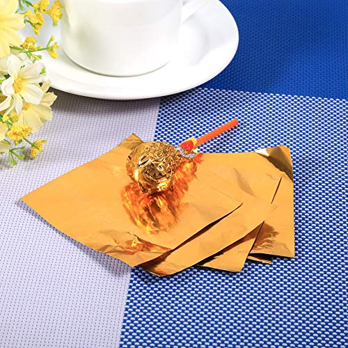 100 unidades/lote Envoltorios de papel de aluminio para paletas de chocolate cuadradas para dulces de 3"x 3" multicolores(gold)