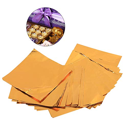 100 unidades/lote Envoltorios de papel de aluminio para paletas de chocolate cuadradas para dulces de 3"x 3" multicolores(gold)