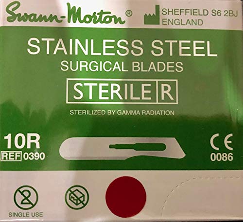 100 x Swann Morton No.10R Herramientas Dermaplaning estériles Instrumentos de acero inoxidable Mantequilla Escalpelos Cuchillas