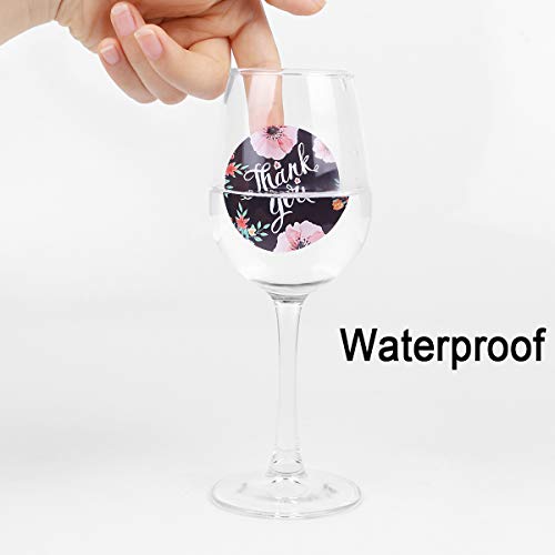 1000 pegatinas redondas de agradecimiento con 8 tipos de flores, pegatinas hechas a mano, hechas a mano con el texto "Thank you" para hornear, bolsas de regalo, sobre de boda(5 cm + 3,8 cm)