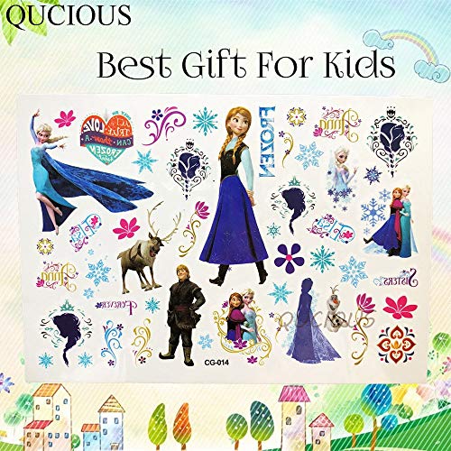 10.9x15.5cm Temporarios de transferencia de agua dibujos animados nieve Frozen princesa tatuaje pegatina para niñas regalos DIY maquillaje Reina Anna y Elsa QCG069