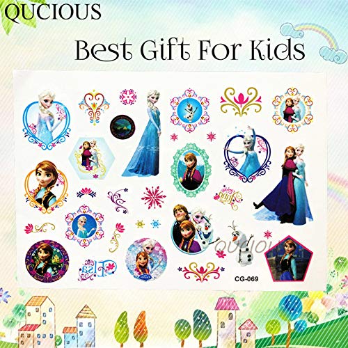10.9x15.5cm Temporarios de transferencia de agua dibujos animados nieve Frozen princesa tatuaje pegatina para niñas regalos DIY maquillaje Reina Anna y Elsa QCG069