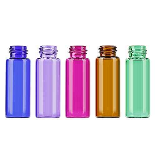 10pcs 5ml recargable ámbar vacío botella de vidrio gotero de aceite esencial con gotero y tapa para Carrier Oil Kit Bulk Essentials (mixing color)