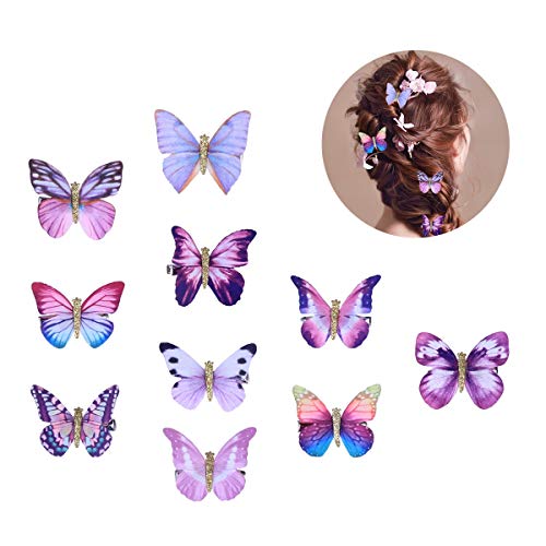 10pcs lindo adorable tridimensional mariposa pinza de pelo pin de pelo Bobby Pin pasador de pelo para niñas de los niños (púrpura, patrón aleatorio)