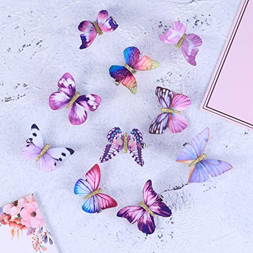 10pcs lindo adorable tridimensional mariposa pinza de pelo pin de pelo Bobby Pin pasador de pelo para niñas de los niños (púrpura, patrón aleatorio)