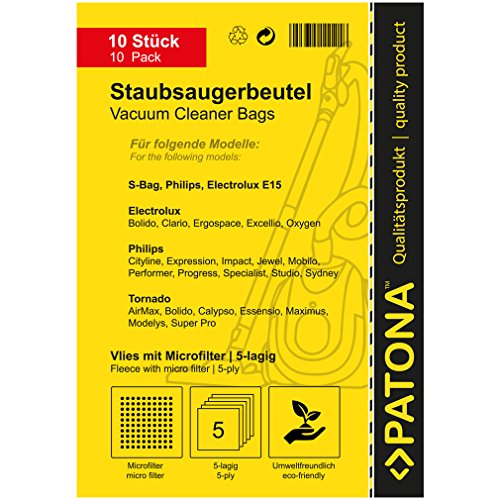 10x Bolsas de aspiradora para Tornado Bolido, CA 6200 6230 Modelys, TO 30 TO 50 Super Pro, TO 4610 4625 Essensio, TO 55 Super Pro, TO 6310 6330 Calypso, TO 6510 6530 Calypso - Volta Bolido U 4500...4595, Modelys U 6200...6290, U 4410...4440 Quickstopp, U 