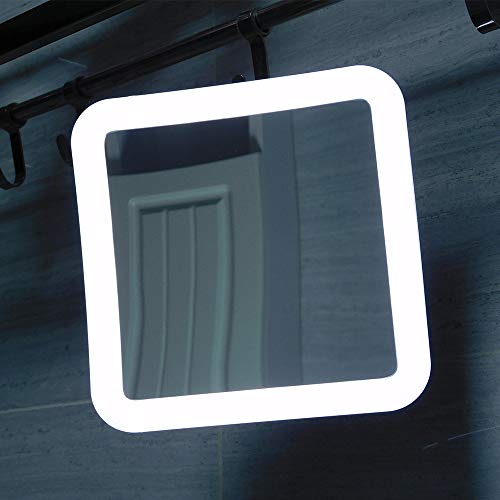 10X Espejo de Maquillaje con Aumento de con Luces LED - Ventosa de Bloqueo Fuerte, rotación de 360°, Compacto, portátil, Iluminado Mesa, baño, Espejo de Viaje - 16,2cm de Ancho