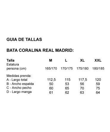 10XDIEZ Bata Real Madrid 306 Azul Royal - Medidas Albornoces/Batas Adulto - M (Mediana)