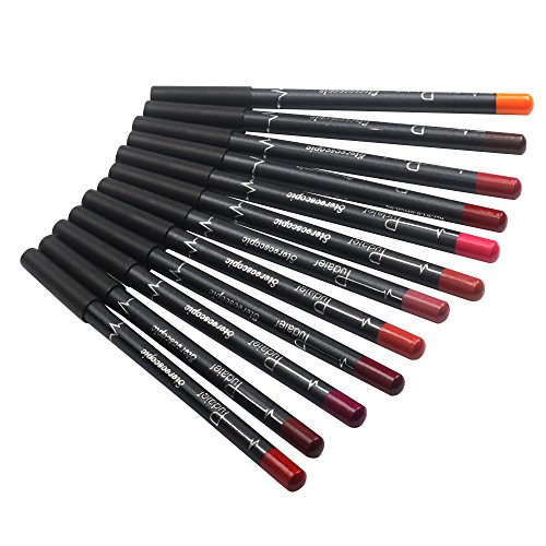12 colores duradero labial a prueba de agua delineador de labios barra de lápiz de maquillaje lápiz labial