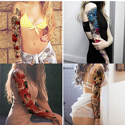 12 Hojas de tatuajes temporales para el brazo Pegatinas para hombres, mujeres Pegatinas de tatuajes temporales, Hombres, Mujeres, Tatuaje del brazo, Brazo completo, Media para el carnaval